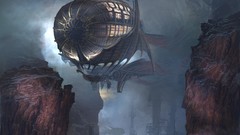 Dark airship steampunk drawings artwork fantasy art