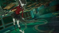 Dark Anime brown long hair anime girls brunettes school 