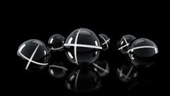 Dark balls abstract black background 3d orbs