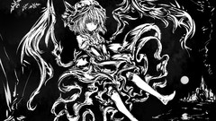 Dark black and white moon wings dress hats Vampires monochrome 