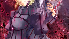Dark blood armor red eyes blondes anime girls fate stay night 
