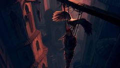 Dark blood suicide crows creepy artwork fantasy art towns 