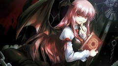 Dark Books wings fangs devil red eyes Ribbons schoolgirls bows 