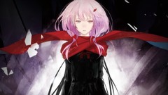 Dark Butterflies dress scarfs pink hair long hair pink eyes 