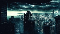 Dark cityscapes heavy rain