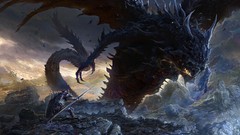 Dark Dragons Warriors creatures fantasy art