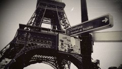Dark Eiffel Tower Paris tour vintage grayscale