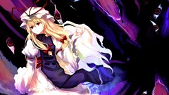 Dark eyes dress hats gap red eyes bows blondes long hair touhou 