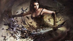 Dark fish widescreen artwork fantasy art