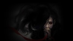 dark Gothic crying fantasy girl black background face horror