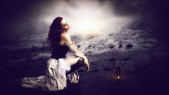 Dark Gothic Lamps digital art lone woman manipulation