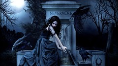 Dark Gothic moon woman raven