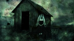 Dark Gothic woman abandoned house