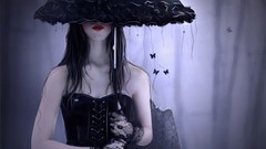 Dark Gothic woman abstract colors mystery black dress digital 