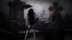 Dark Gothic woman cemetery