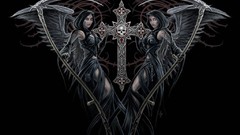 Dark Gothic woman cross skulls