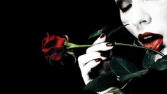 Dark Gothic woman roses pale