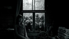 Dark horror masks creepy gas masks grayscale