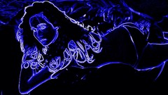 Dark light woman neon effects bikini