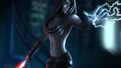 Dark Lightning woman lightsabers artwork fantasy art