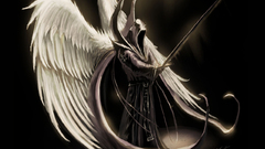 Dark long wings angel sword big