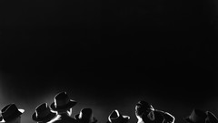 Dark Men black background hats monochrome minimalistic grayscale