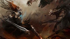 Dark Monsters Knights Fighting artwork fantasy art