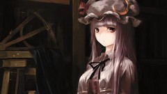 Dark moon Books hats magician Ribbons long hair witches touhou 