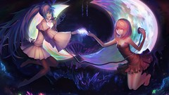 Dark moon lights dress Ribbons red dress chains microphones 