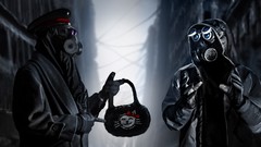 Dark paintings masks gas masks artwork digital art romantically 