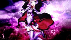 Dark red purple dress Ribbons singing jackets hoodies long hair 