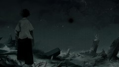 Dark ruins empty black hair artwork Mononoke anime boys 