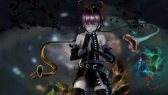 Dark snakes gloves stockings closed eyes purple hair luo tianyi