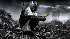 Dark soup paintings science fiction gas masks digital art 