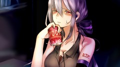 Dark tears red eyes bows tattoos blush long hair anime girls 