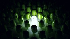 Dark Techno Green Army Robots android glowing