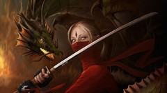 Dark weapons Dragons Warriors fantasy art