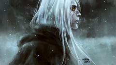 Dark wind white hair flute artwork NanFe