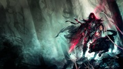 Dark Wolves Warriors Swords spears forests artwork