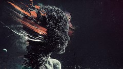 Dark woman abstract sorrow suicide psychedelic fractal colors 