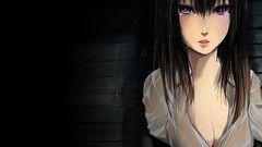 Dark woman Anime tears wet anime girls brunettes makise kurisu 