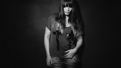 Dark woman black background long hair models