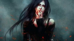 Dark woman blood paintings Vampires artwork fantasy art NanFe