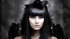 Dark woman faces bangs artwork fantasy art Dark Sector