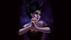 Dark woman roses witches fantasy art
