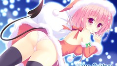 Darkness woman Christmas Anime Ribbons santa claus pink hair 