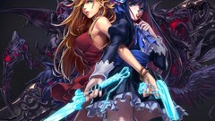 Darkness woman crystals blondes blue hair anime girls anarchy 