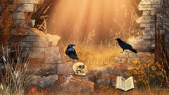 Dawn autumn Gothic raven morning crows digital art