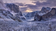 Dawn California Yosemite National Park mist sierra valleys