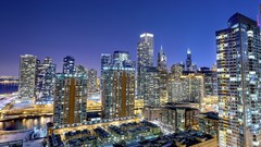 Dawn lights Chicago cities cityscapes